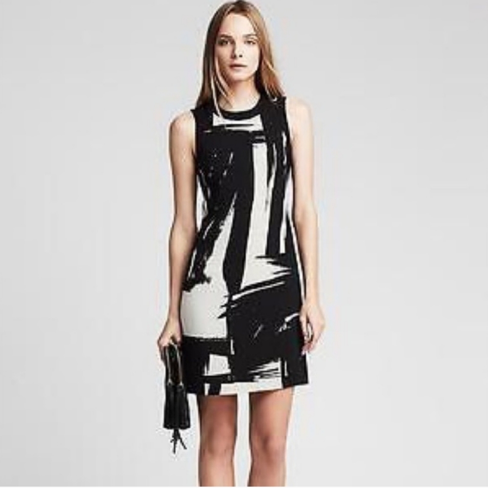 Banana Republic Black and White Sheath Dress - 6